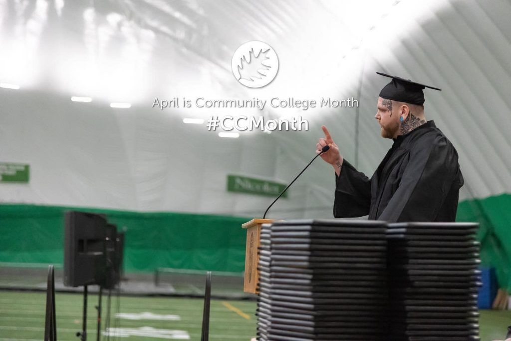 Josh giving a commencement speech 